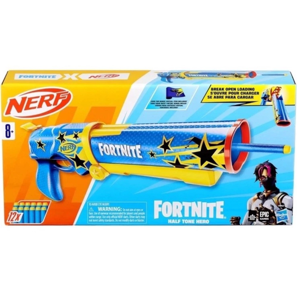 Nerf Fortnite Blue Toy Blaster with 12 foam bullets, NIB